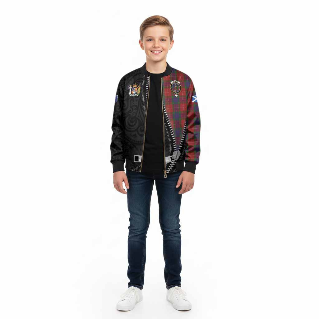Fraser Tartan Kid Bomber Jacket New Zealand Pattern Unique Zipper Stylized
