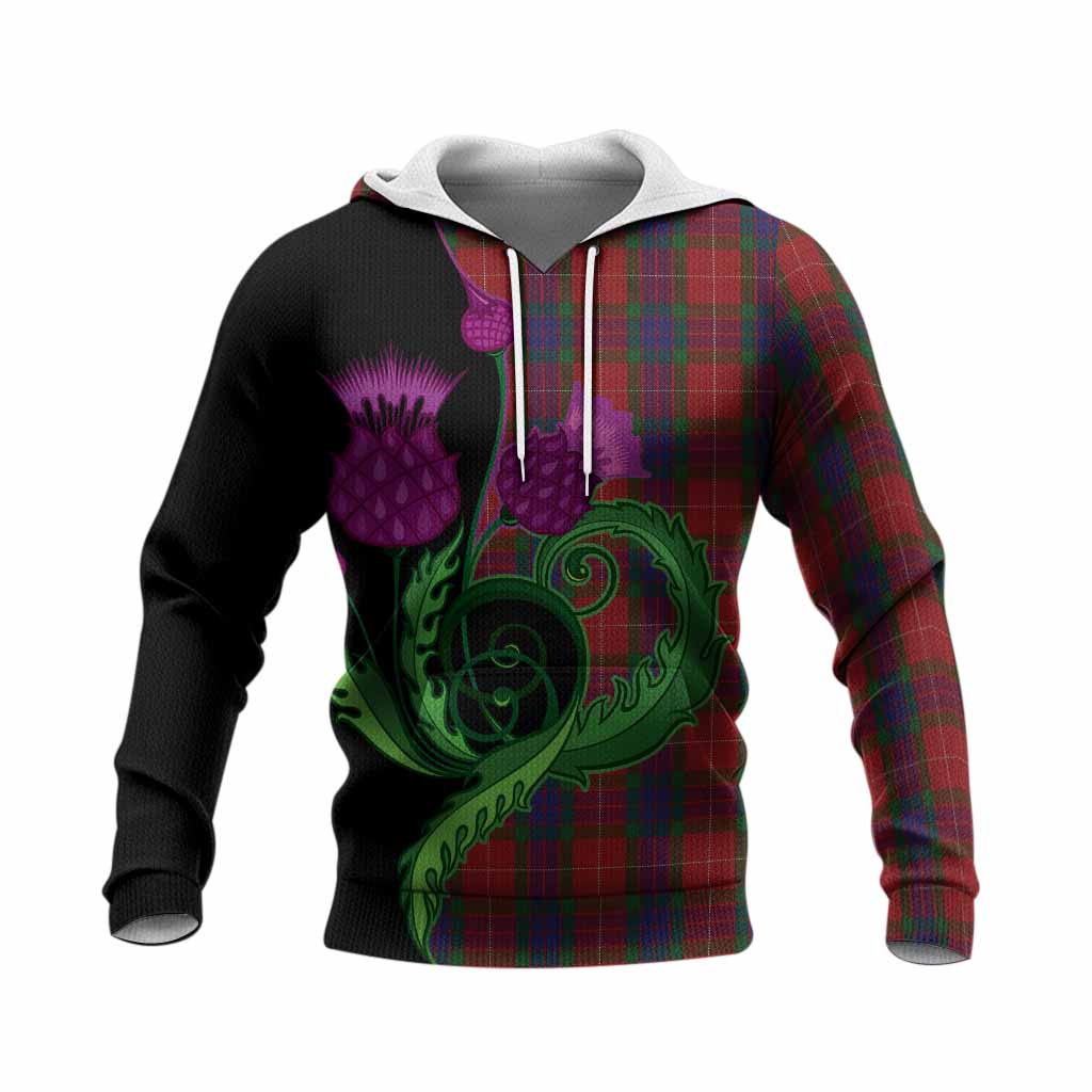 Fraser Tartan Knitted Hoodie Traditional Scottish Thistle