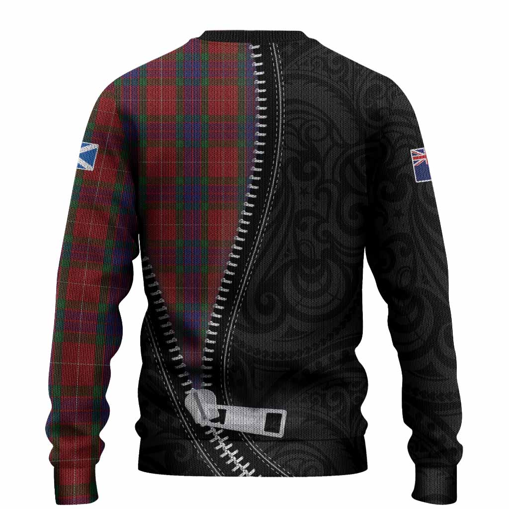 Fraser Tartan Knitted Sweater New Zealand Pattern Unique Zipper Stylized