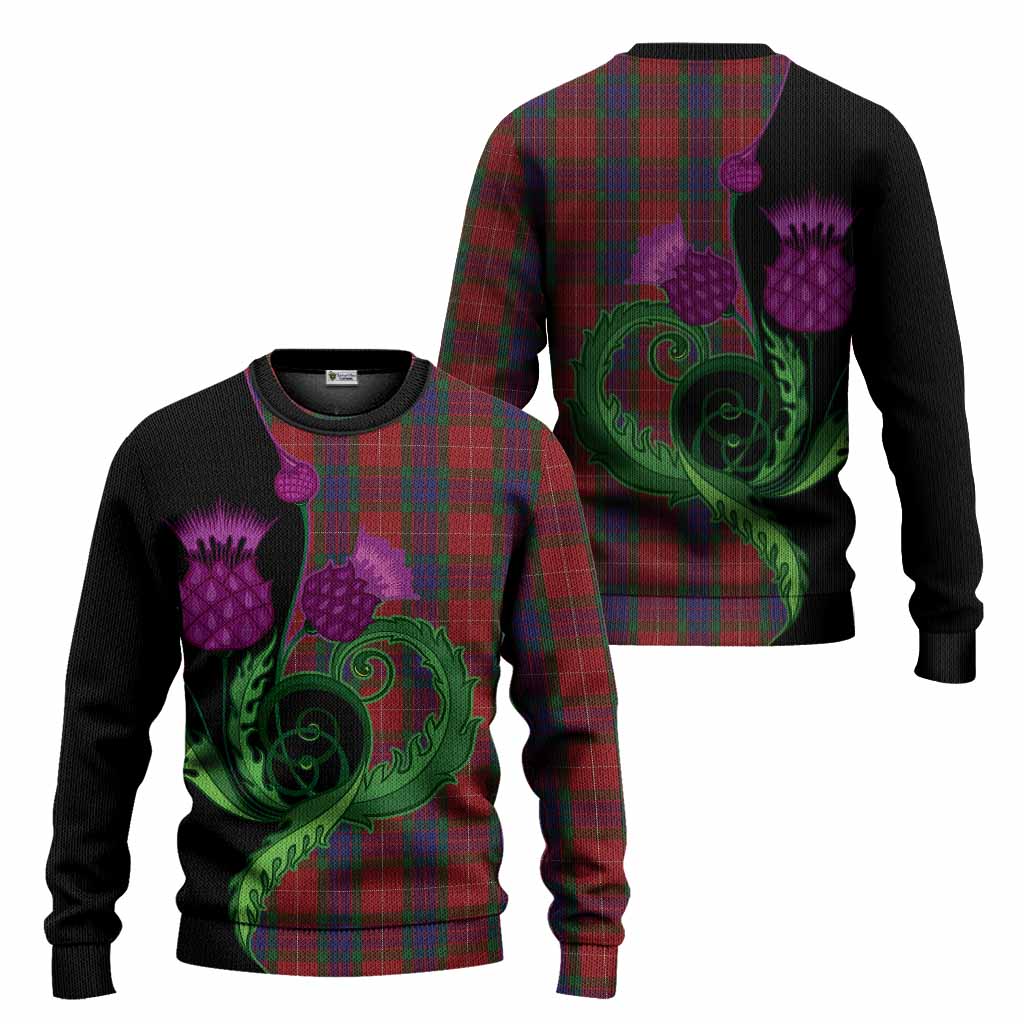 Fraser Tartan Knitted Sweater Traditional Scottish Thistle