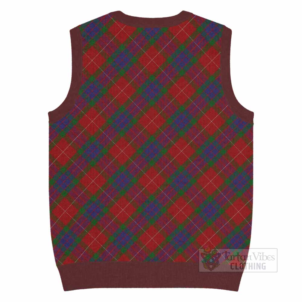 Fraser Tartan Knitted V-Neck Vest with Family Crest Cross Style