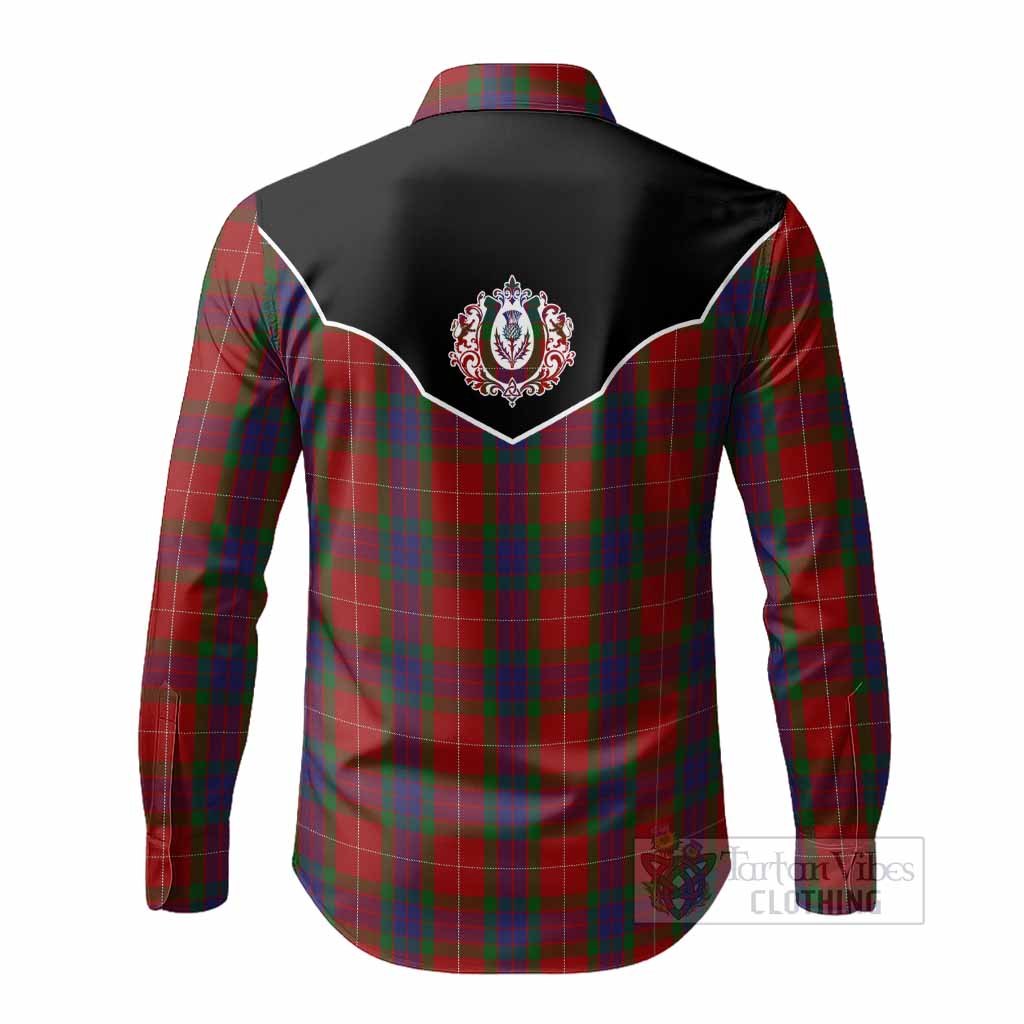 Fraser Tartan Long Sleeve Button Shirts Horseshoe Ornament - Tartan Vibes Clothing
