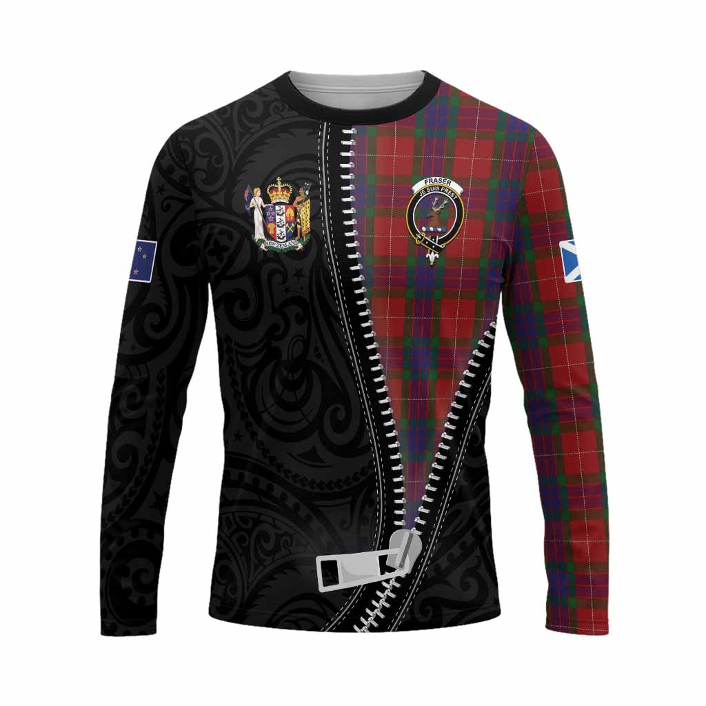 Fraser Tartan Long Sleeve T-Shirt New Zealand Pattern Unique Zipper Stylized
