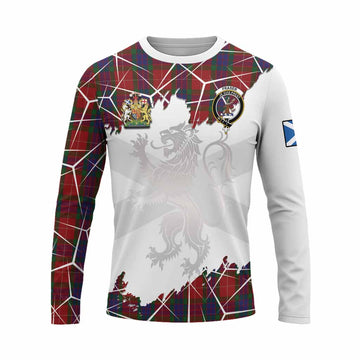 Fraser Tartan Long Sleeve T-Shirt with Family Crest and Lion Rampant Grunge Style