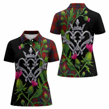 Fraser Tartan Luckenbooth Women Polo Shirt Silver Heart Crown Thistle Floral - Tartan Vibes Clothing