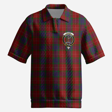 Fraser Tartan Men’s Polo Sweater Top with Family Crest