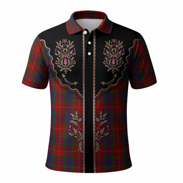 Fraser Tartan Polo Shirt Thistle Ornament Western Yoke