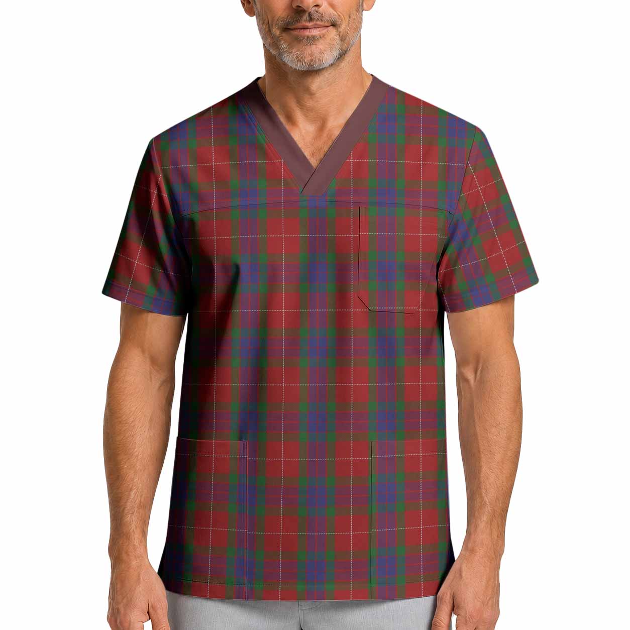 Fraser Tartan Scrub Top XL - Tartan Vibes Clothing