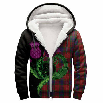 Fraser Tartan Sherpa Hoodie Traditional Scottish Thistle