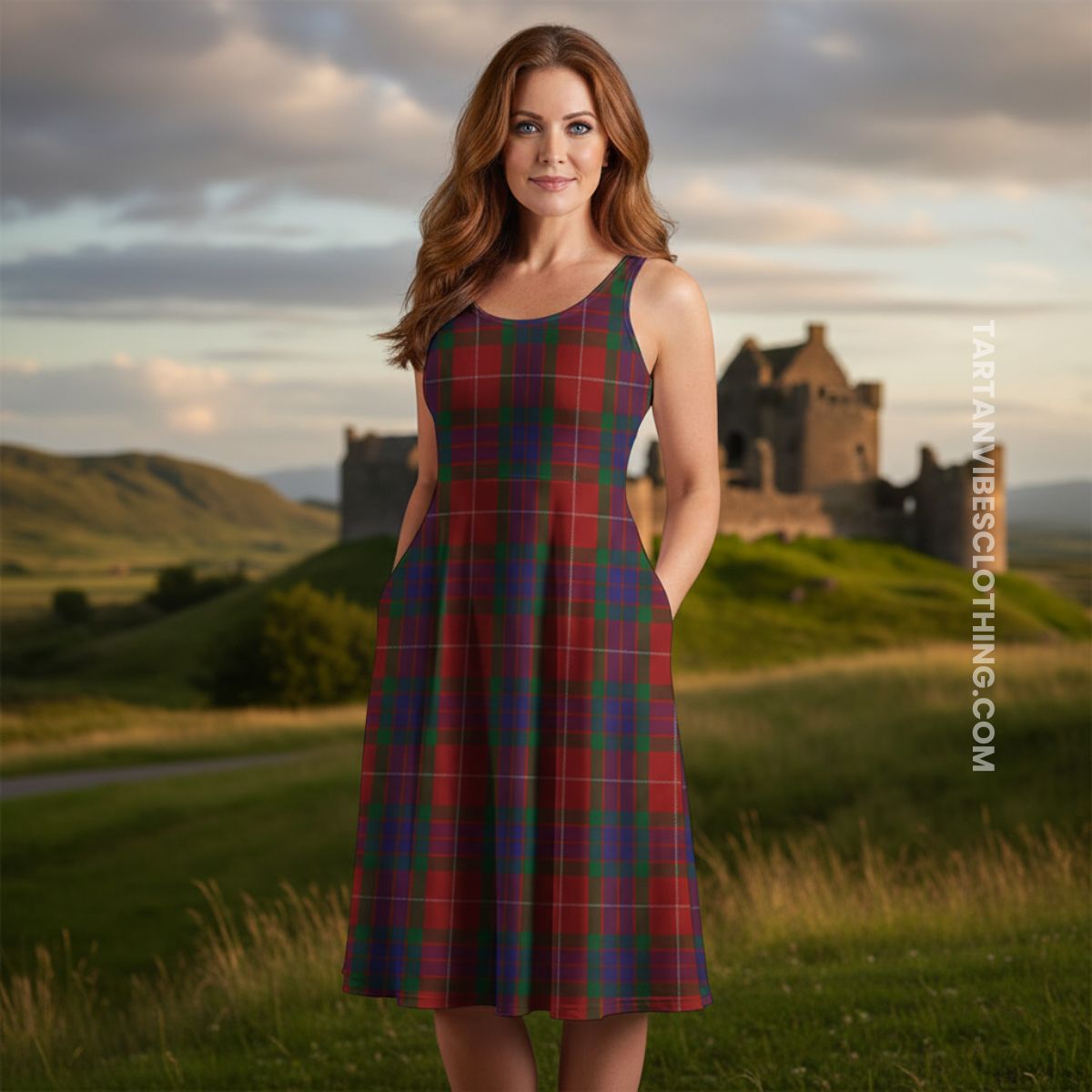Fraser Tartan Sleeveless Midi Womens Dress