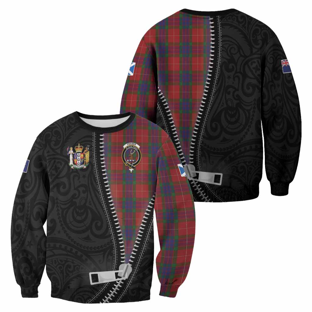 Fraser Tartan Sweatshirt New Zealand Pattern Unique Zipper Stylized