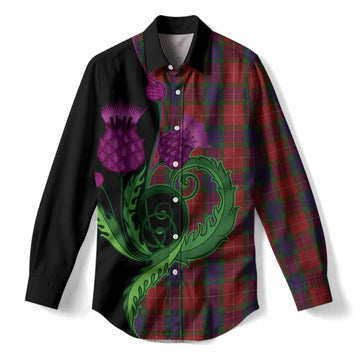 Fraser Tartan Women Casual Shirt Traditional Scottish Thistle