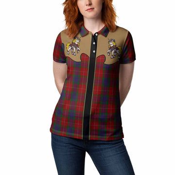 Fraser Tartan Women Polo Shirt Rodeo Unicorn Retro Style