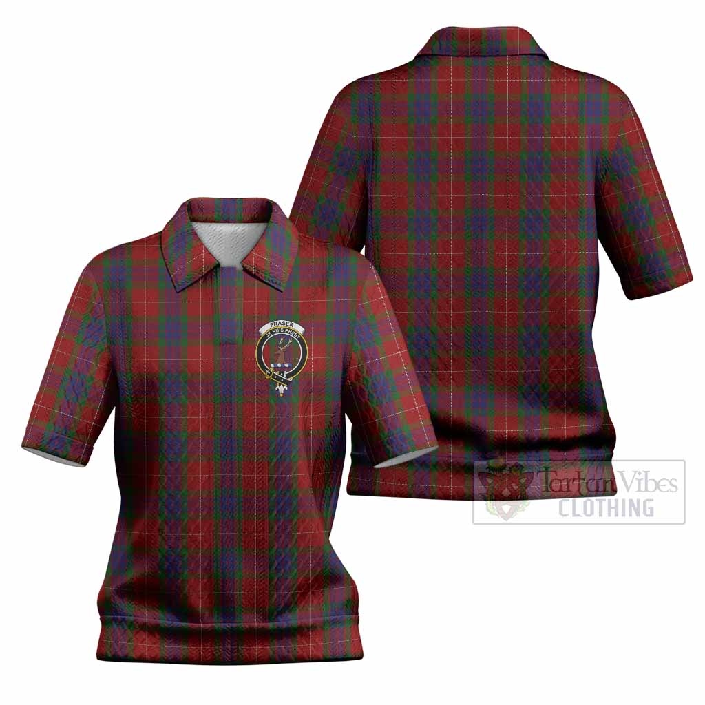 Fraser Tartan Women’s Polo Sweater Top with Family Crest