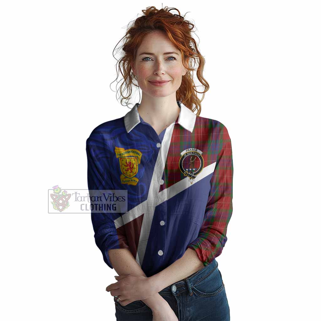 Fraser The Scottish Football Crest Women Casual Shirt Lion-Tartan Army