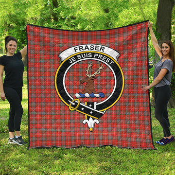 Fraser Weathered Tartan Quilt with Family Crest