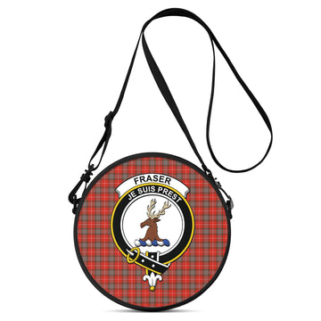 Fraser Weathered Tartan Round Satchel Bags with Family Crest