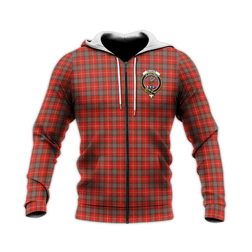 Fraser Weathered Tartan Knitted Hoodie with Family Crest