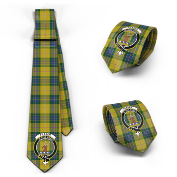 Fraser Yellow Tartan Classic Necktie with Family Crest