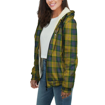 Fraser Yellow Tartan Sherpa Hoodie with Family Crest