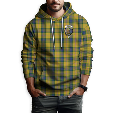 Fraser Yellow Tartan Hoodie with Family Crest