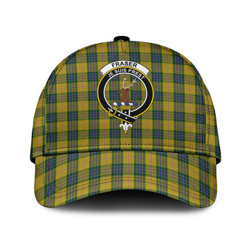 Fraser Yellow Tartan Classic Cap with Family Crest