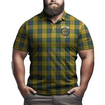 Fraser Yellow Tartan Men's Polo Shirt with Family Crest