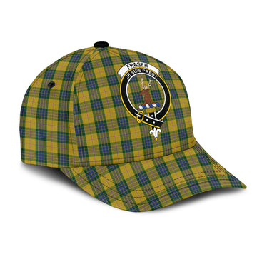 Fraser Yellow Tartan Classic Cap with Family Crest