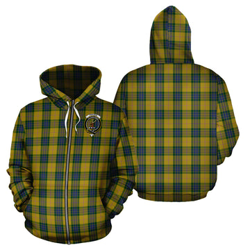Fraser Yellow Tartan Hoodie with Family Crest
