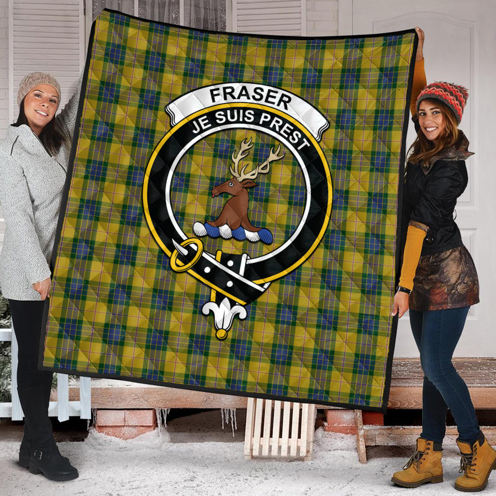 fraser-yellow-tartan-quilt-with-family-crest