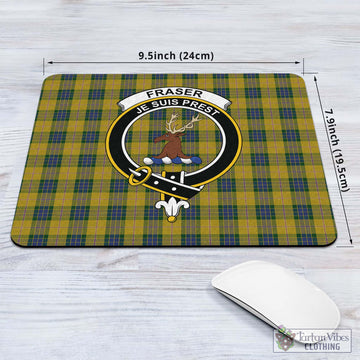 Fraser Yellow Tartan Mouse Pad with Family Crest