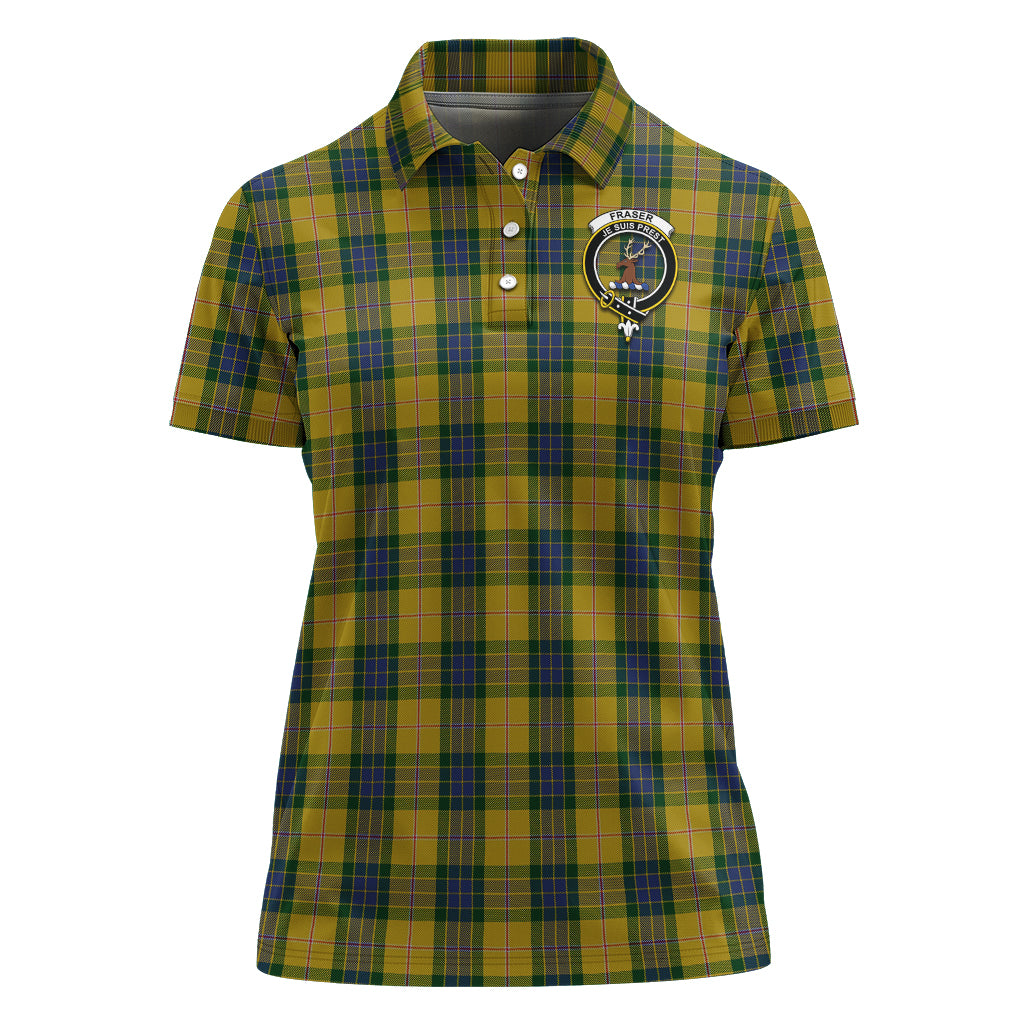 fraser-yellow-tartan-polo-shirt-with-family-crest-for-women
