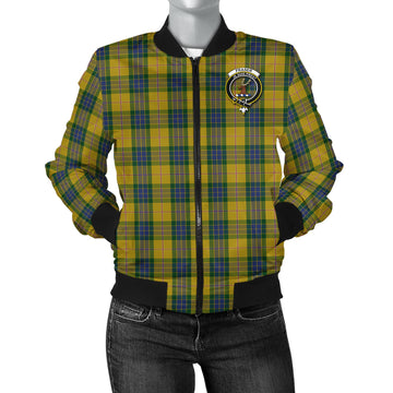 Fraser Yellow Tartan Bomber Jacket with Family Crest