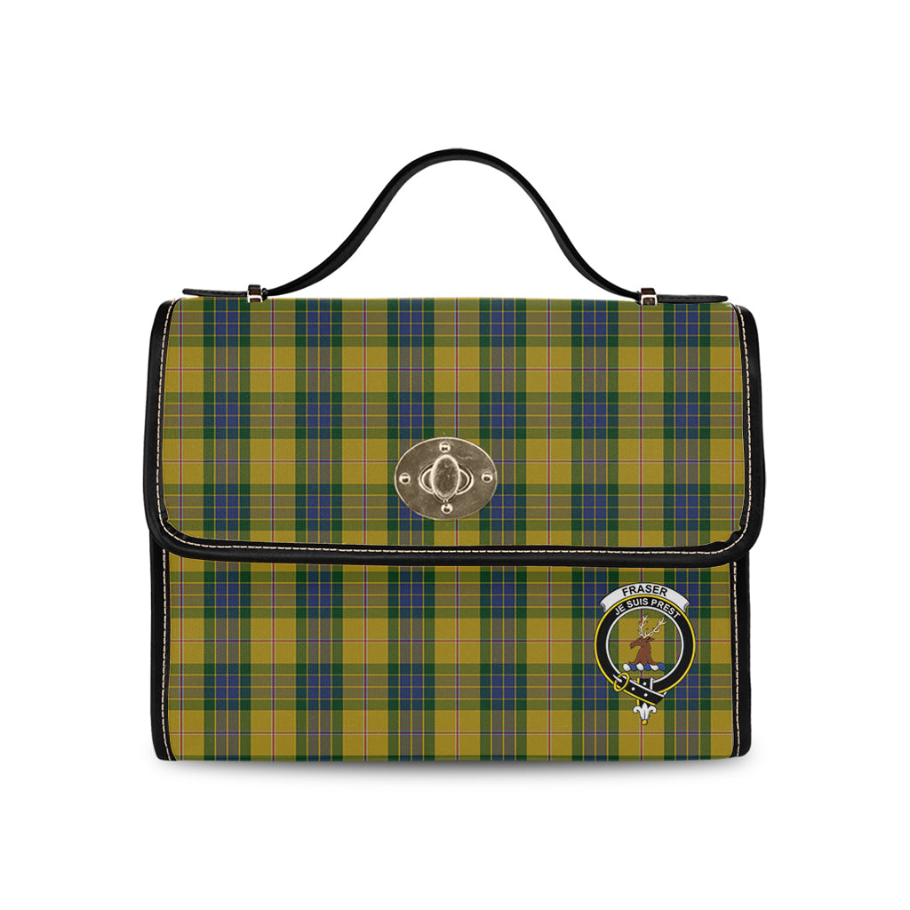 fraser-yellow-tartan-leather-strap-waterproof-canvas-bag-with-family-crest