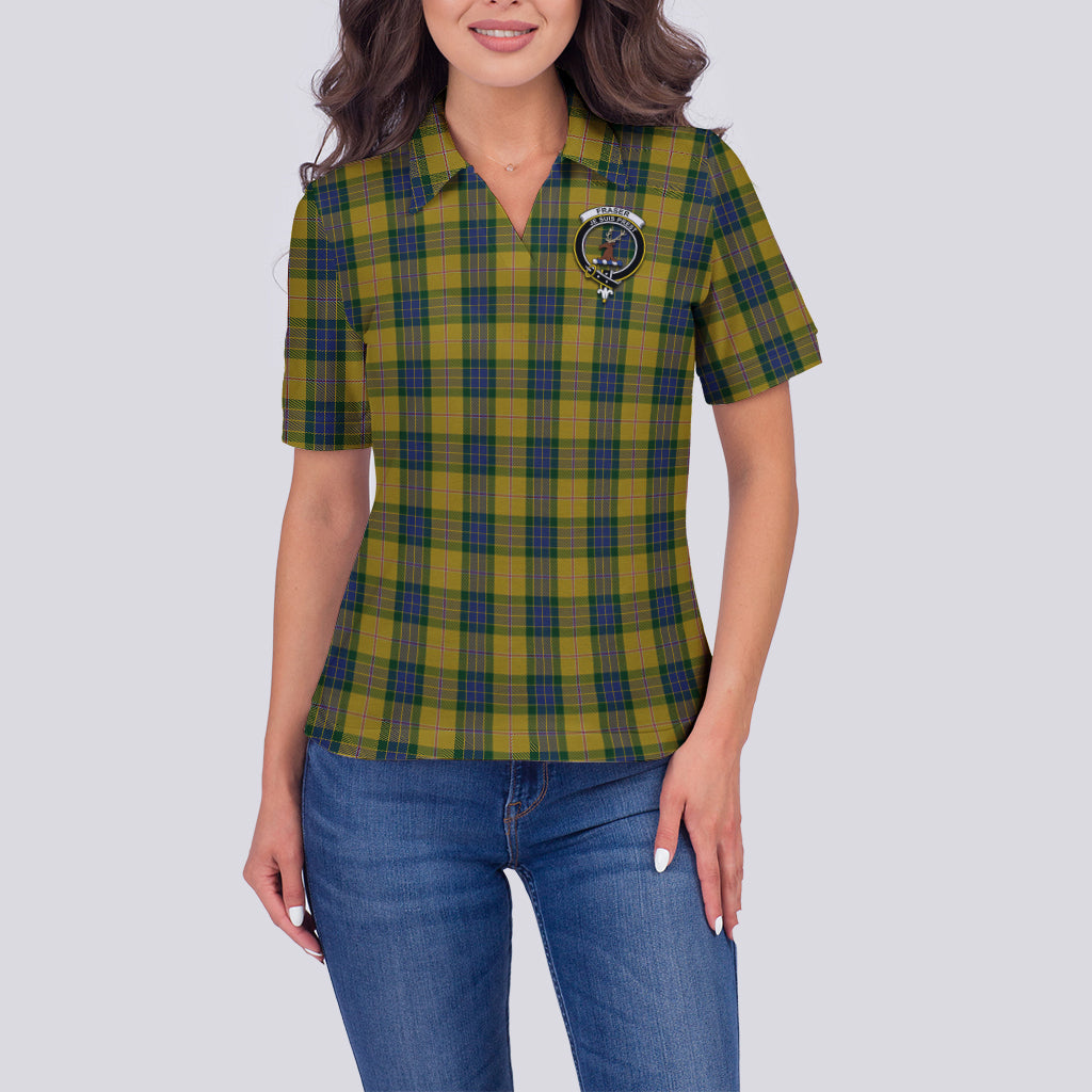 fraser-yellow-tartan-polo-shirt-with-family-crest-for-women