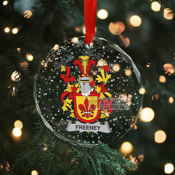 Freeney Irish Clan Christmas Glass Ornament with Coat of Arms - 2D-tartanvibesclothing