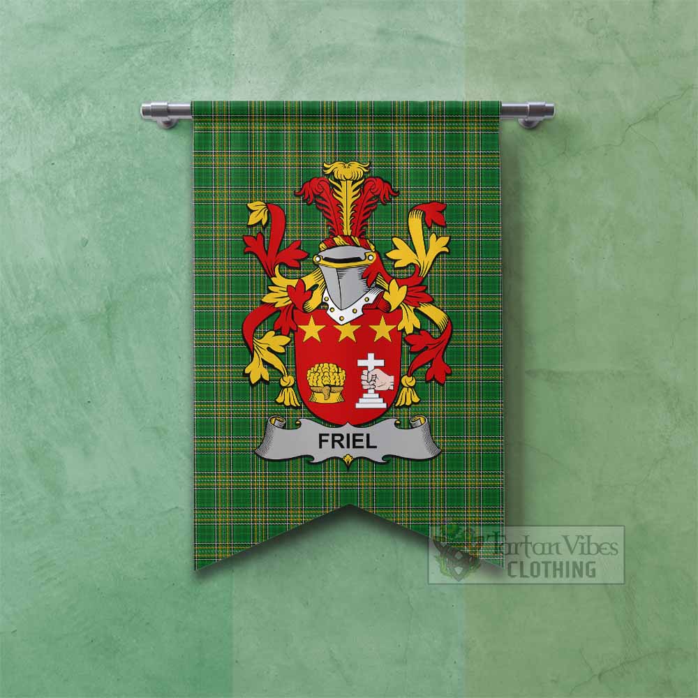 Friel Irish Clan Tartan Gonfalon, Tartan Banner with Coat of Arms Fishtail - Tartan Vibes Clothing