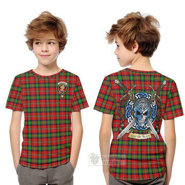 Fullerton Tartan Kid T-Shirt with Family Crest Celtic Skull Style Youth XL Size14 - Tartan Vibes Clothing