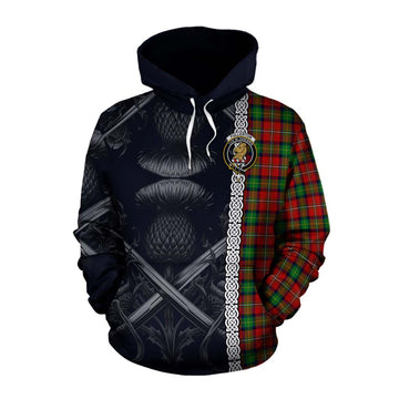 Fullerton Tartan Cotton Hoodie with Family Crest Cross Sword Thistle Celtic Vibes Pullover Hoodie XS - Tartan Vibes Clothing