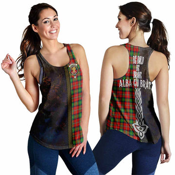 Fullerton Tartan Family Crest Women's Racerback Tanks Alba Gu Brath Be Brave Lion Ancient Style 4XL - Tartan Vibes Clothing