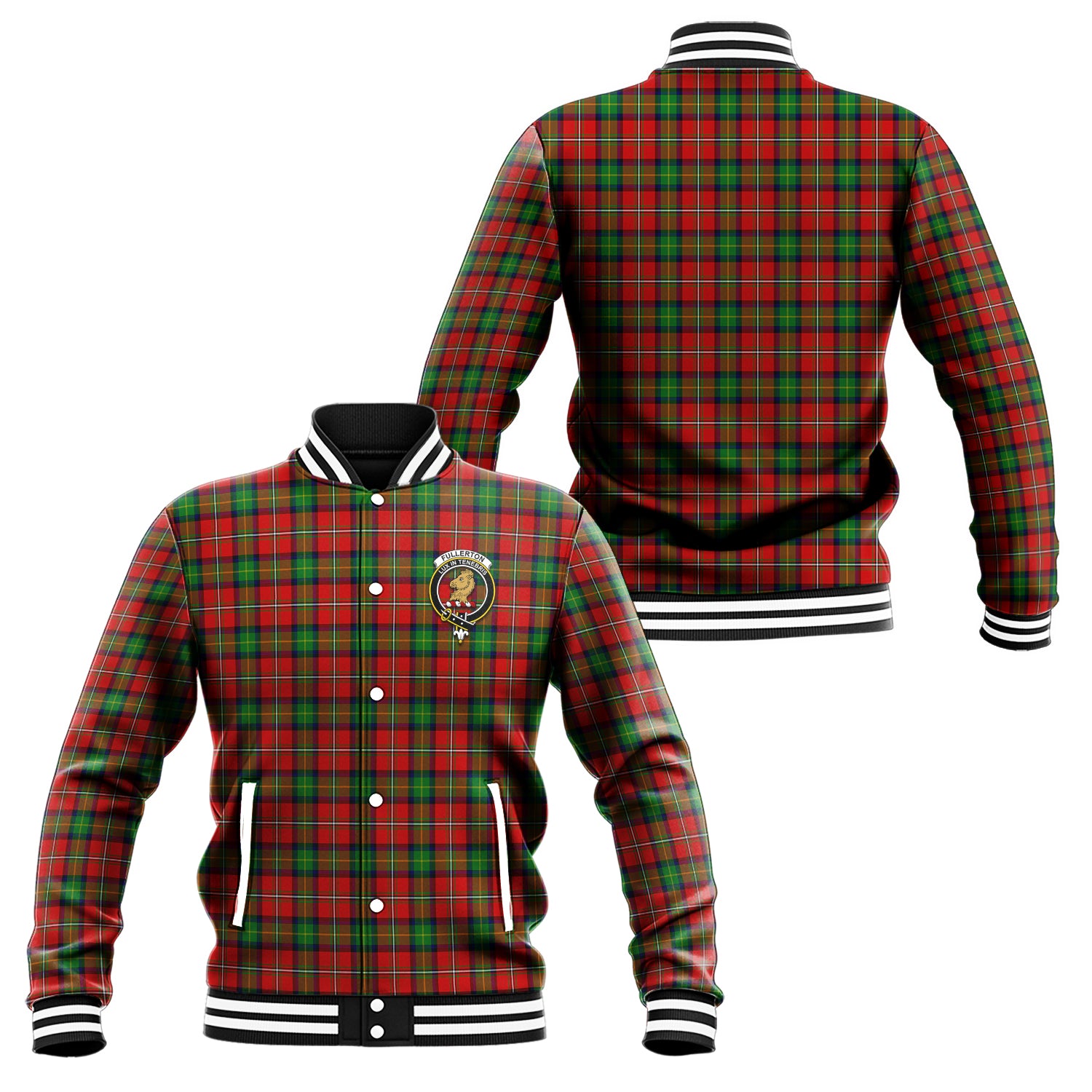 Fullerton Tartan Baseball Jacket with Family Crest Unisex - Tartan Vibes Clothing