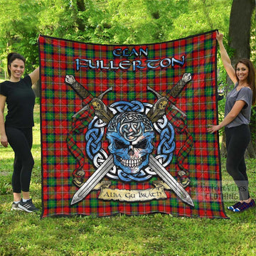 Fullerton Tartan Quilt with Celtic Skull Alba Gu Brath Style Super King Quilt 91" x 110" - Tartan Vibes Clothing