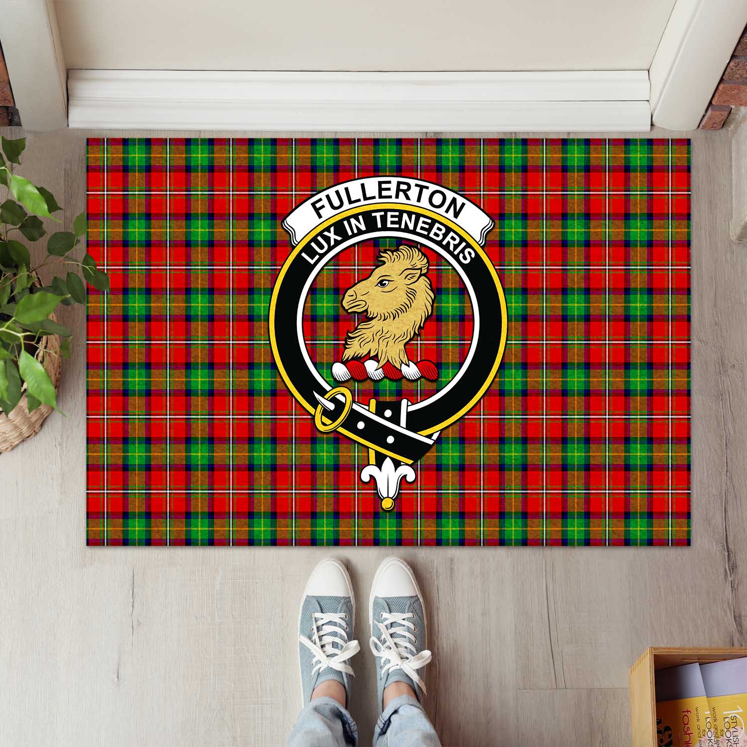 Fullerton Tartan Rubber Doormat with Family Crest L 60*90cm - Tartan Vibes Clothing