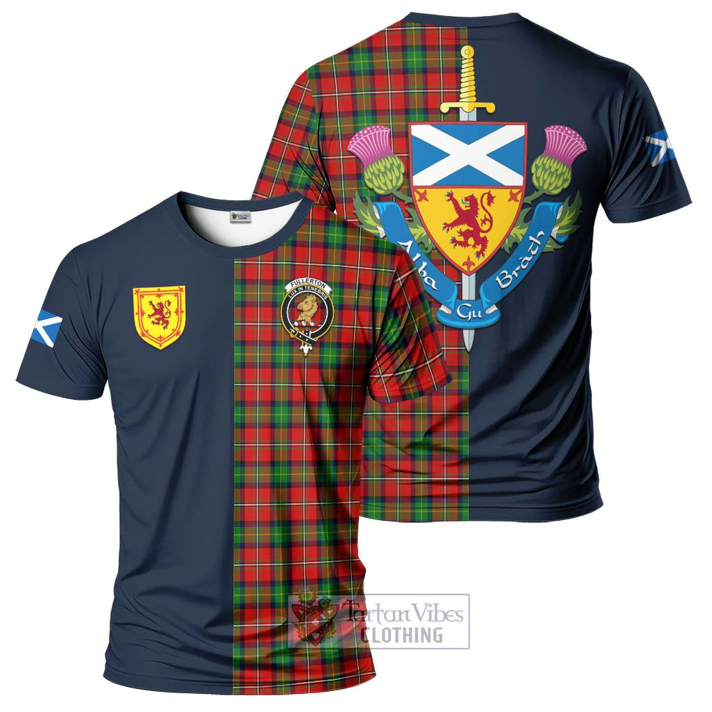 Fullerton Tartan T-Shirt Alba with Scottish Lion Royal Arm Half Style Kid's Shirt - Tartan Vibes Clothing