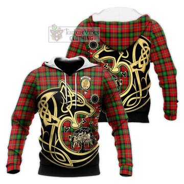Fullerton Tartan Knitted Hoodie with Family Crest Celtic Wolf Style Unisex Knitted Pullover Hoodie - Tartan Vibes Clothing