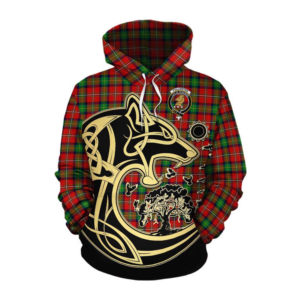 Fullerton Tartan Cotton Hoodie with Family Crest Celtic Wolf Style Pullover Hoodie XS - Tartan Vibes Clothing