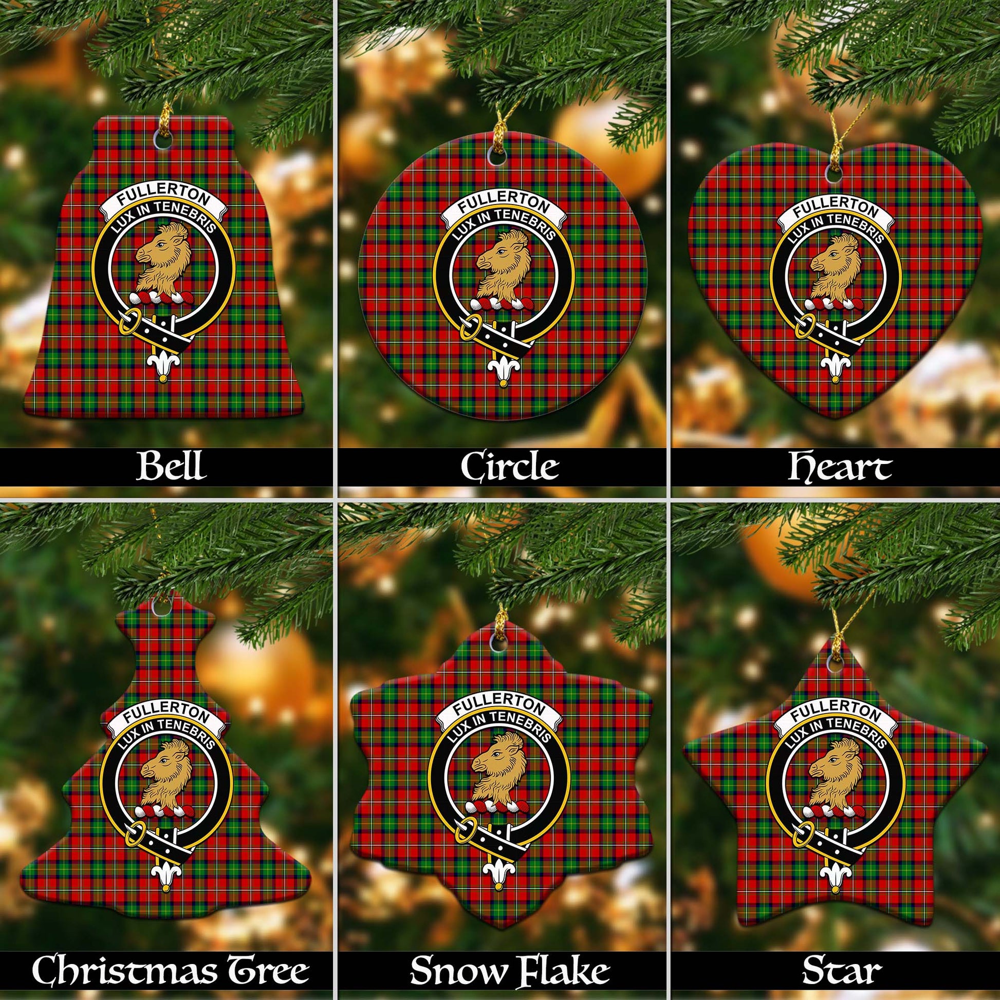 Fullerton Tartan Christmas Ceramic Ornaments with Family Crest Ceramic - Tartan Vibes Clothing