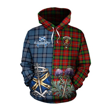 Fullerton Tartan Cotton Hoodie Happy St. Andrew's Day Half Tartan Style Pullover Hoodie XS - Tartan Vibes Clothing