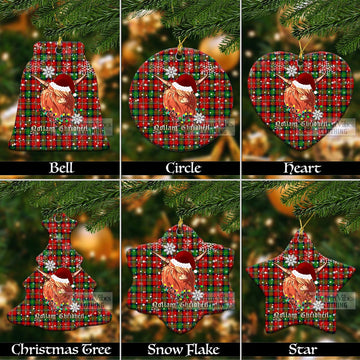 Fullerton Tartan Christmas Ceramic Ornaments with Twinkle Highland Cattle Ceramic - Tartan Vibes Clothing