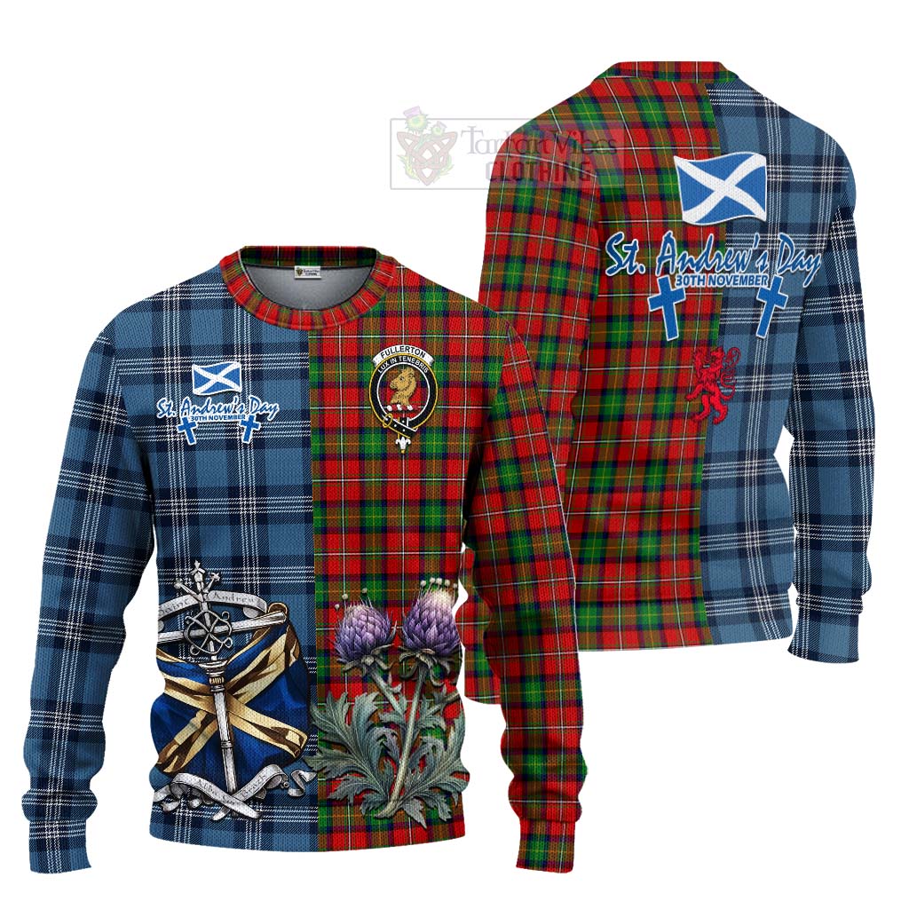 Fullerton Tartan Knitted Sweater Happy St. Andrew's Day Half Tartan Style Unisex - Tartan Vibes Clothing